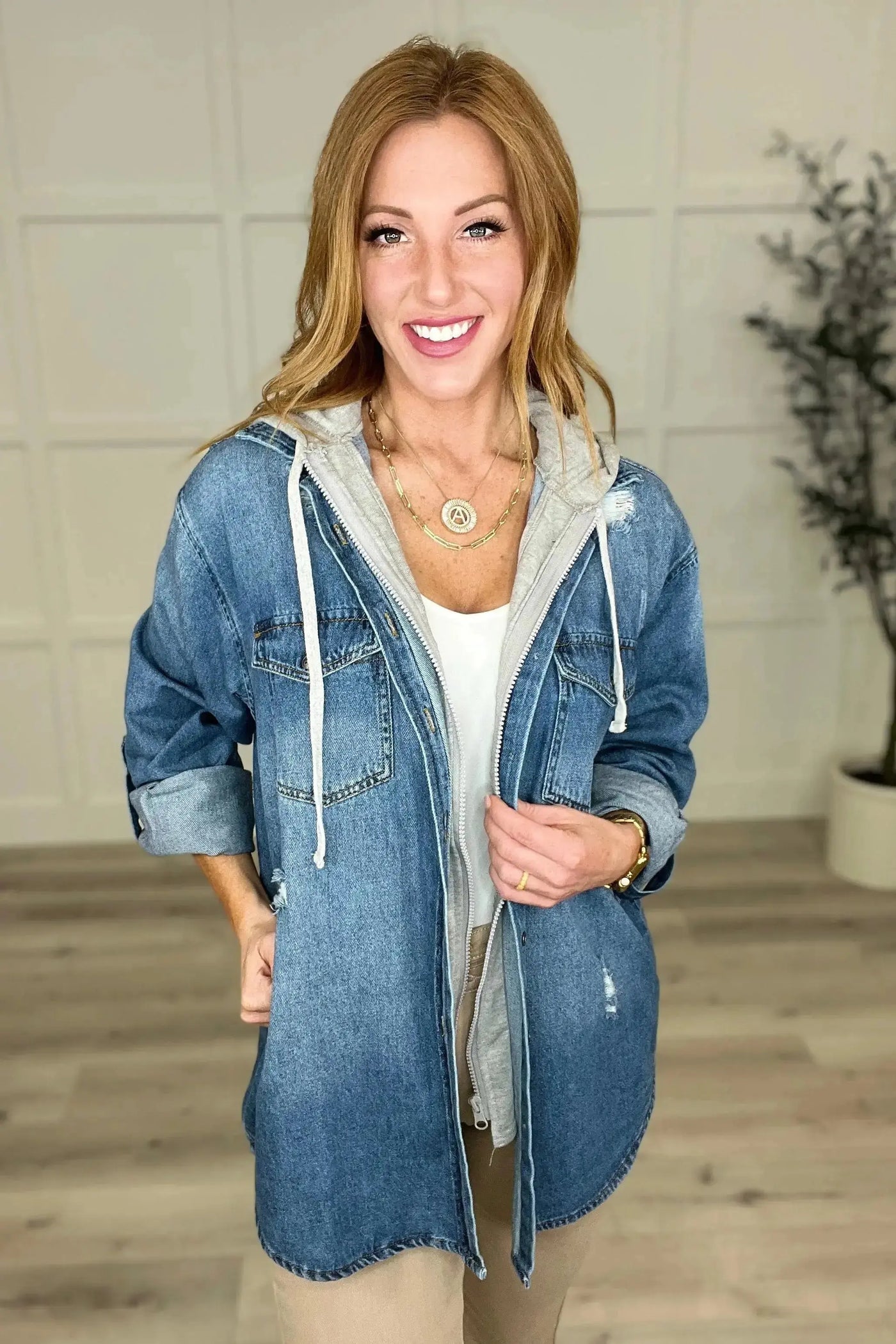 Jordan Hooded Denim Shacket Womens Southern Soul Collectives