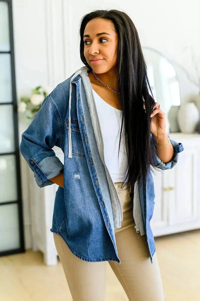 Jordan Hooded Denim Shacket Womens Southern Soul Collectives