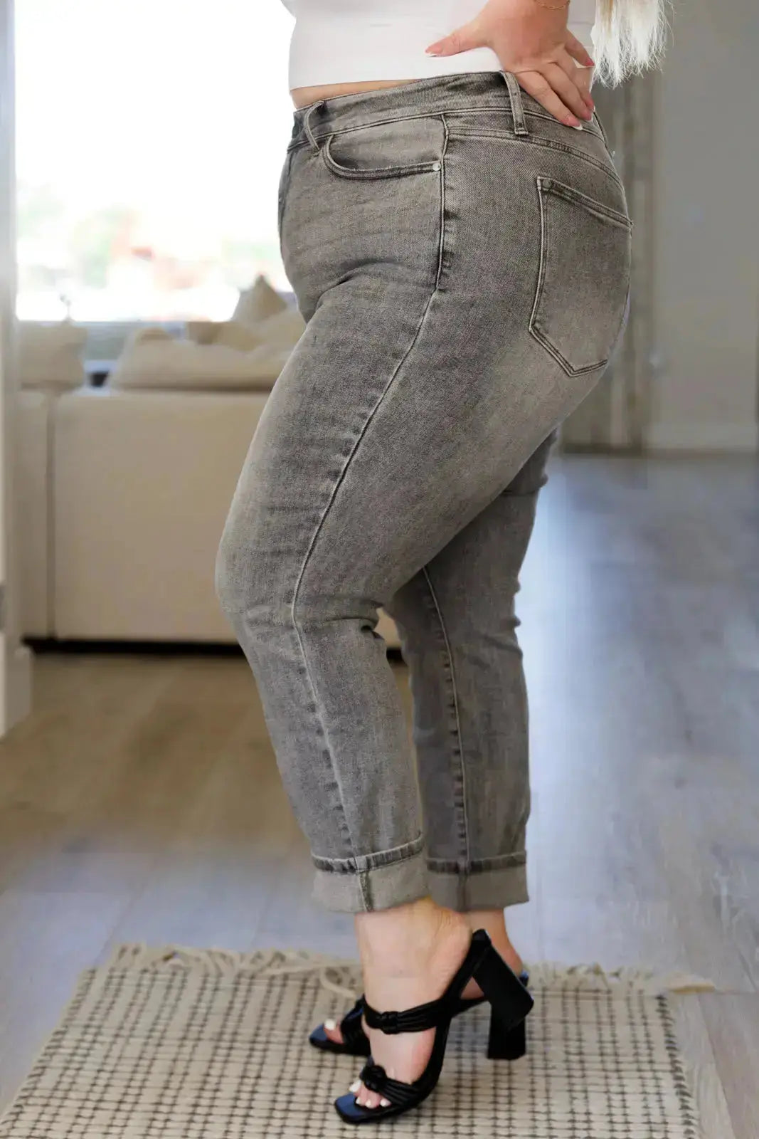 Judy Blue Charlotte High Rise Stone Wash Slim Jeans in Gray Womens Southern Soul Collectives