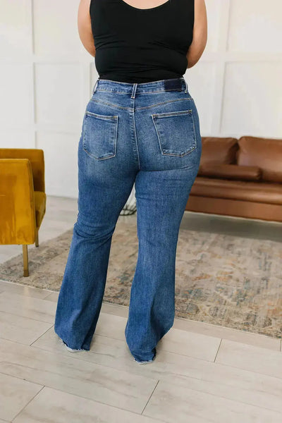 Judy Blue Layla High Rise Raw Hem Flare Jeans Womens Southern Soul Collectives