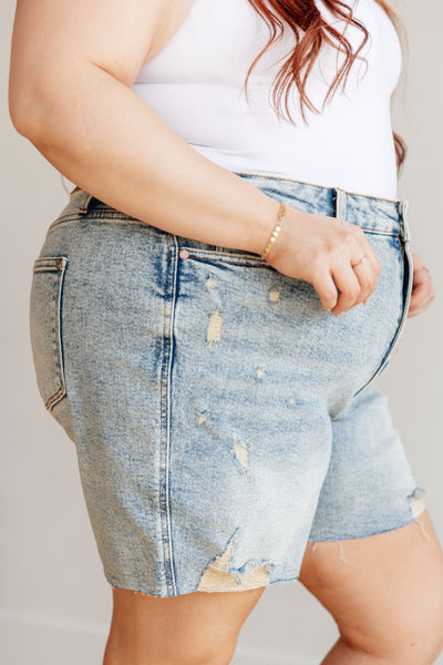 Judy Blue Cindy High Rise Mineral Wash Distressed Boyfriend Shorts Southern Soul Collectives