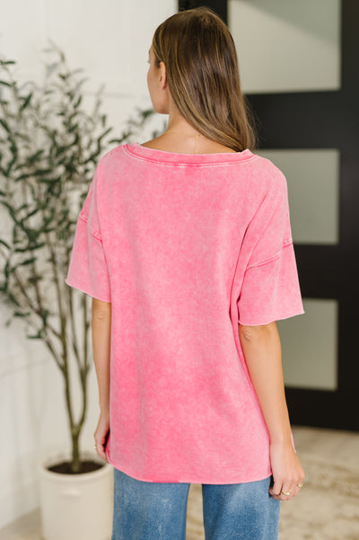 Just My Type Mineral Wash Relaxed Top in Fuchsia Southern Soul Collectives