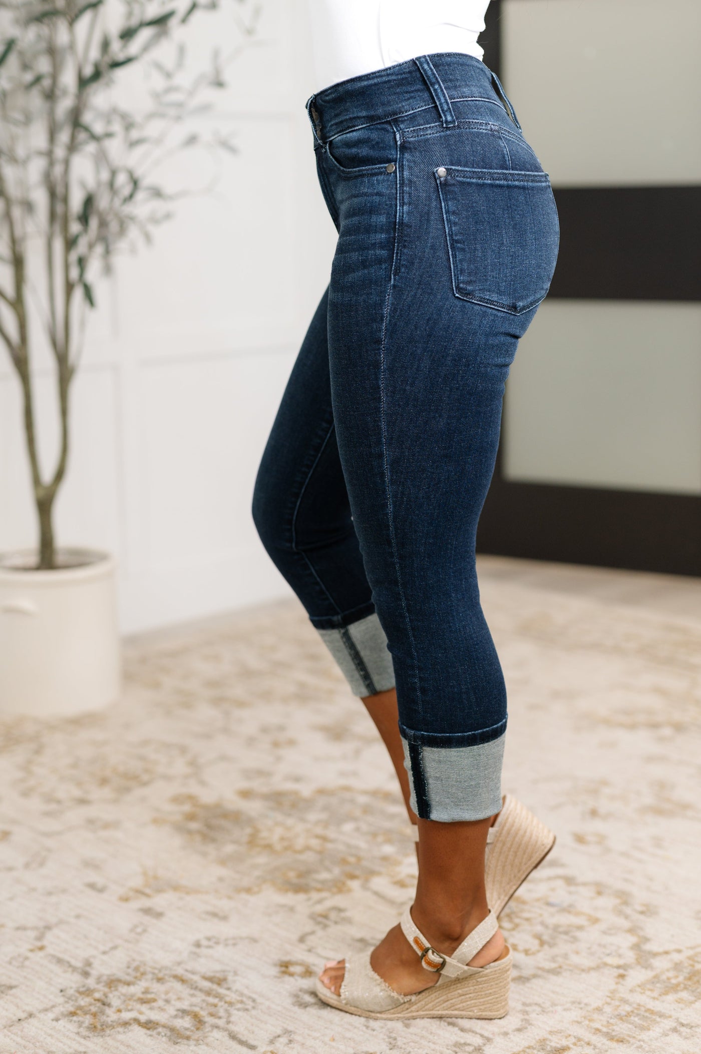 Karen High Rise Double Waist Band Capri Jeans Southern Soul Collectives