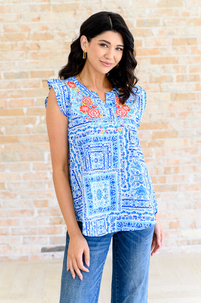 Keep Me Coming V-Neck Top in Ivory Royal Southern Soul Collectives