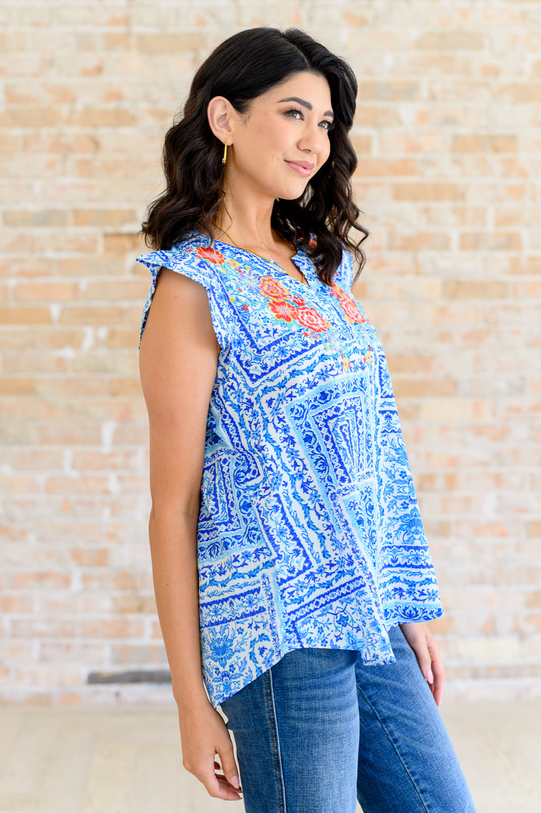 Keep Me Coming V-Neck Top in Ivory Royal Southern Soul Collectives