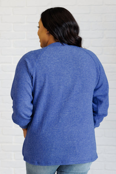 Keeping it Real Brushed Melange Hacci Long Sleeve Tee in Bright Blue Southern Soul Collectives