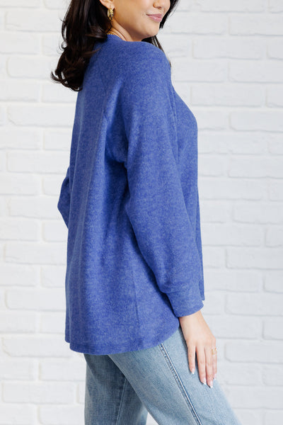 Keeping it Real Brushed Melange Hacci Long Sleeve Tee in Bright Blue Southern Soul Collectives