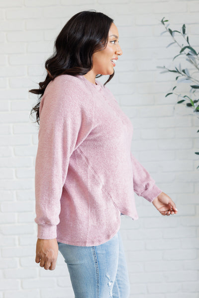 Keeping it Real Brushed Melange Hacci Long Sleeve Tee in Light Rose Southern Soul Collectives