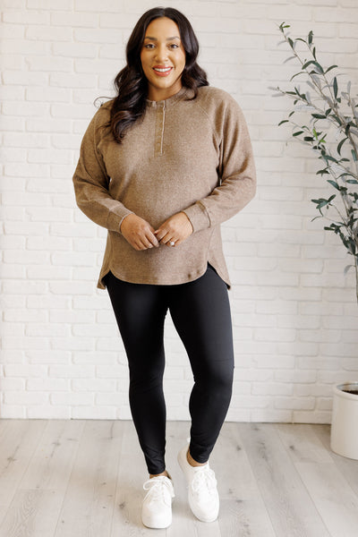 Keeping it Real Brushed Melange Hacci Long Sleeve Tee in Mocha Southern Soul Collectives