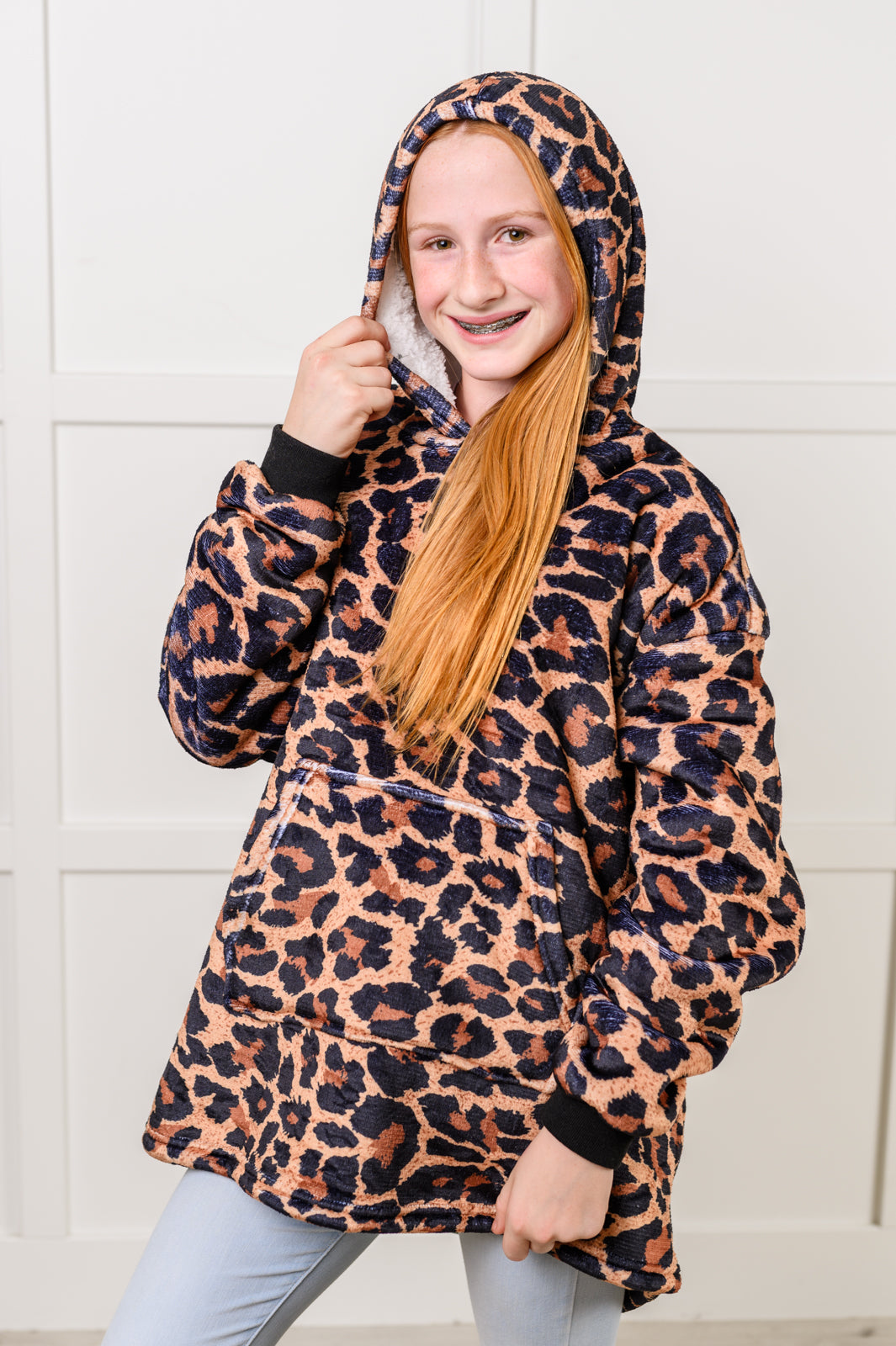 Kids Oversized Hoodie Blanket in Leopard Southern Soul Collectives