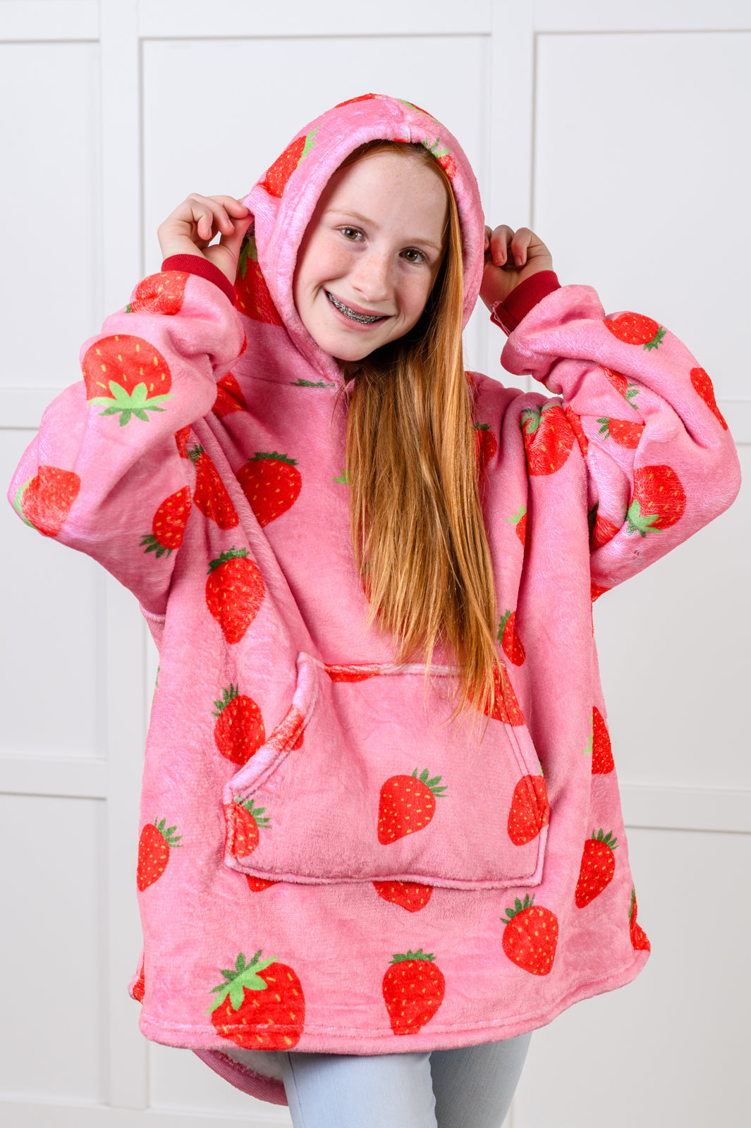 Kids Oversized Hoodie Blanket in Strawberry Southern Soul Collectives