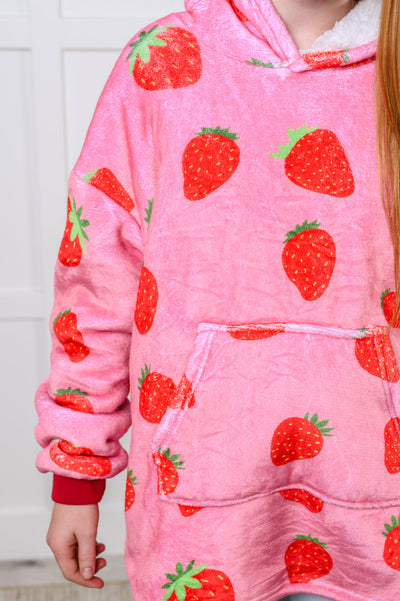 Kids Oversized Hoodie Blanket in Strawberry Southern Soul Collectives