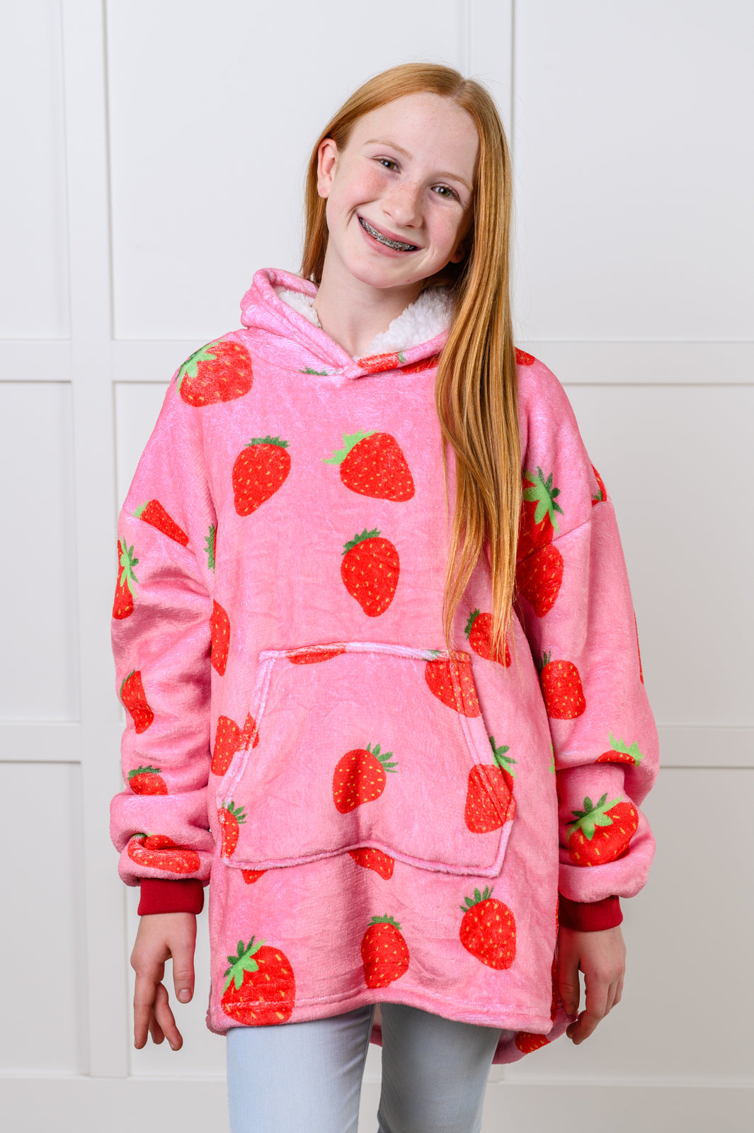 Kids Oversized Hoodie Blanket in Strawberry Southern Soul Collectives