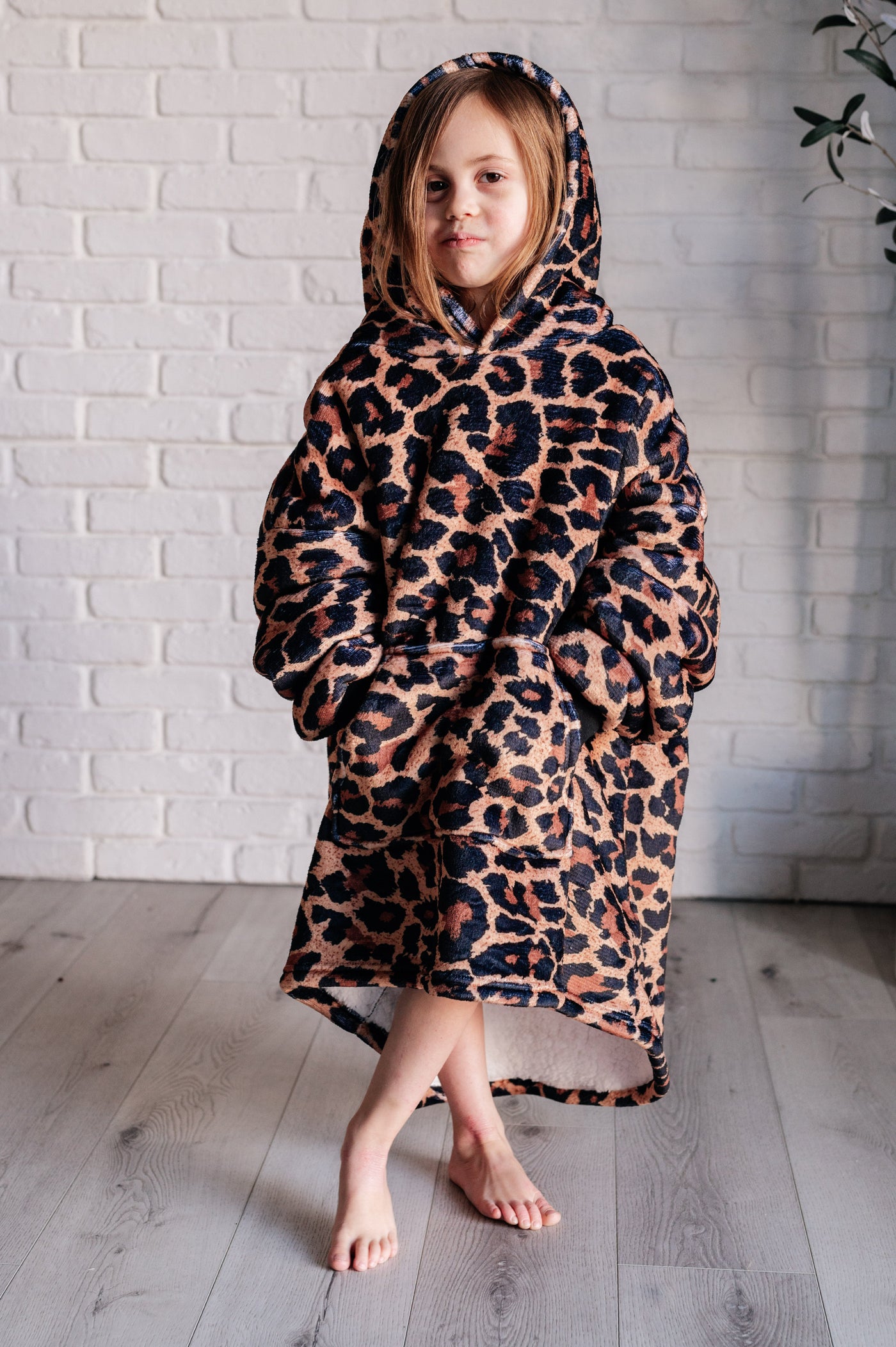 Kids Oversized Hoodie Blanket in Leopard Southern Soul Collectives