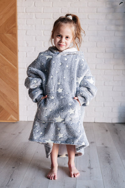 Kids Oversized Hoodie Blanket in Grey Stars Southern Soul Collectives