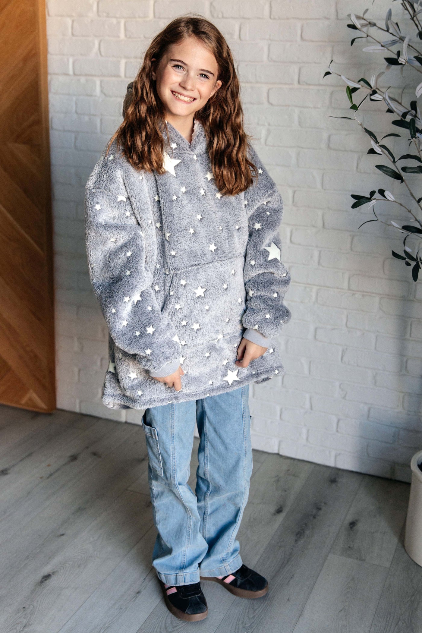 Kids Oversized Hoodie Blanket in Grey Stars Southern Soul Collectives