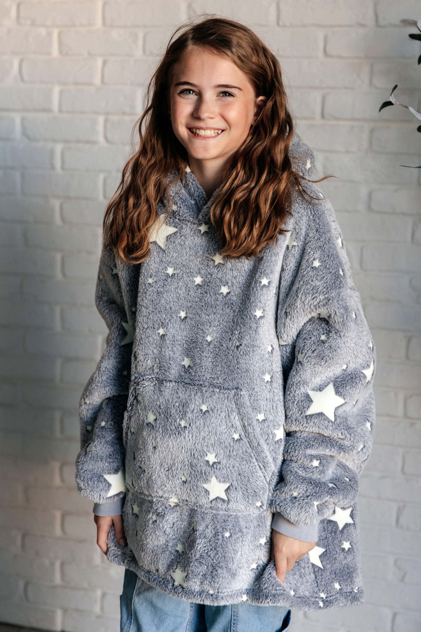 Kids Oversized Hoodie Blanket in Grey Stars Southern Soul Collectives