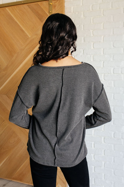 Kinda Sorta Ribbed Top in Charcoal Southern Soul Collectives