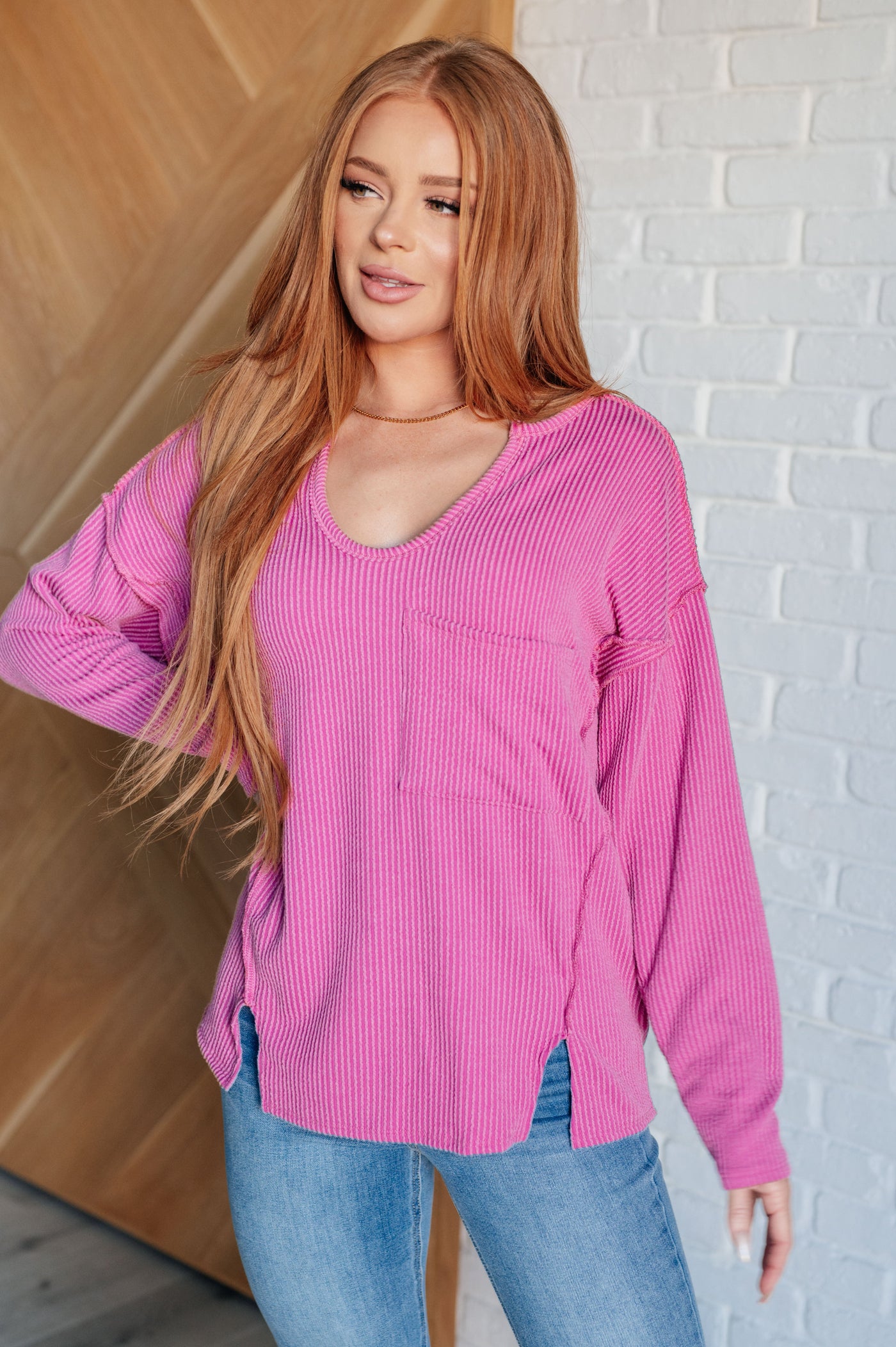 Kinda Sorta Ribbed Top in Magenta Southern Soul Collectives