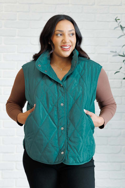 Layering Queen Quilted Puffer Vest in Hunter Green Southern Soul Collectives