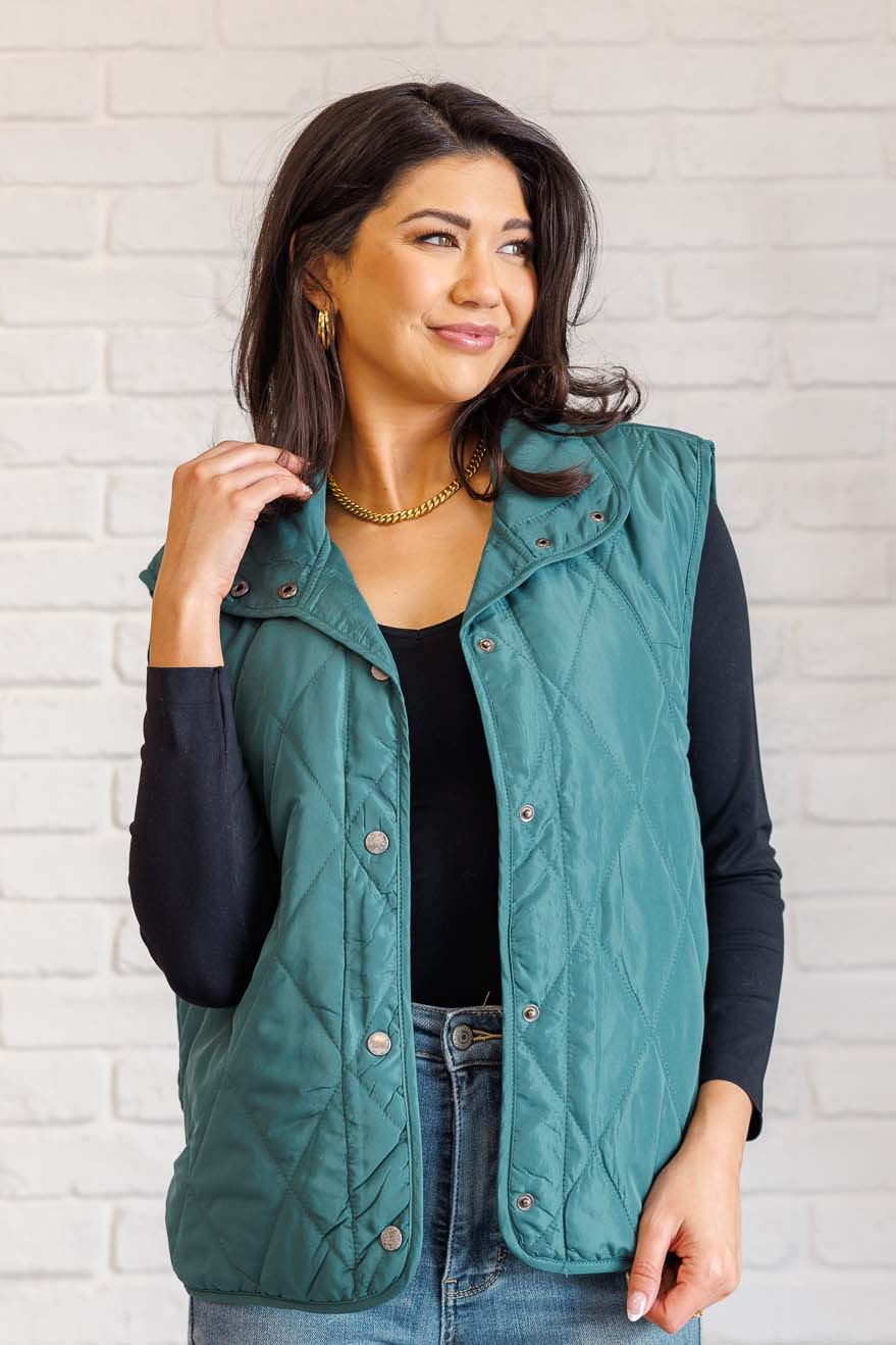 Layering Queen Quilted Puffer Vest in Hunter Green Southern Soul Collectives