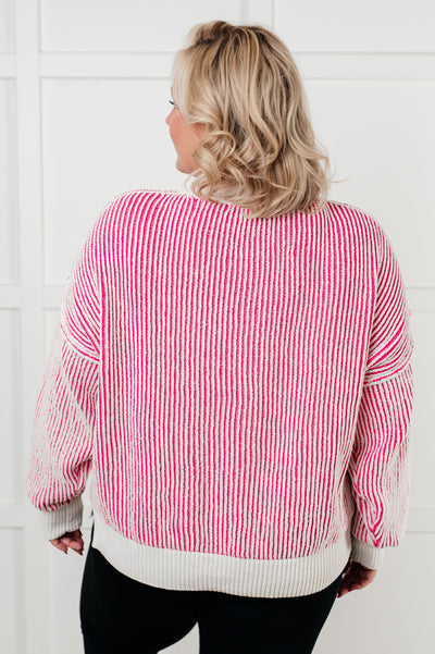 Least High Maintenance Contrast Trim Sweater in Pink Southern Soul Collectives