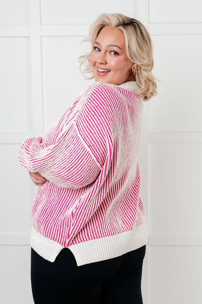 Least High Maintenance Contrast Trim Sweater in Pink Southern Soul Collectives