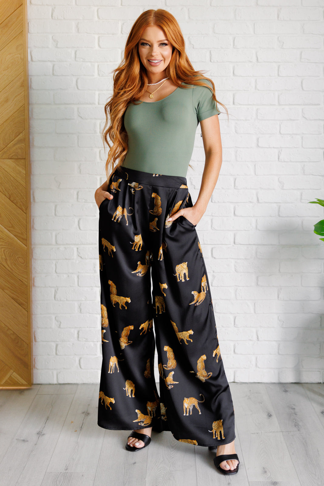Legendary in Leopard Satin Wide Leg Pants Southern Soul Collectives