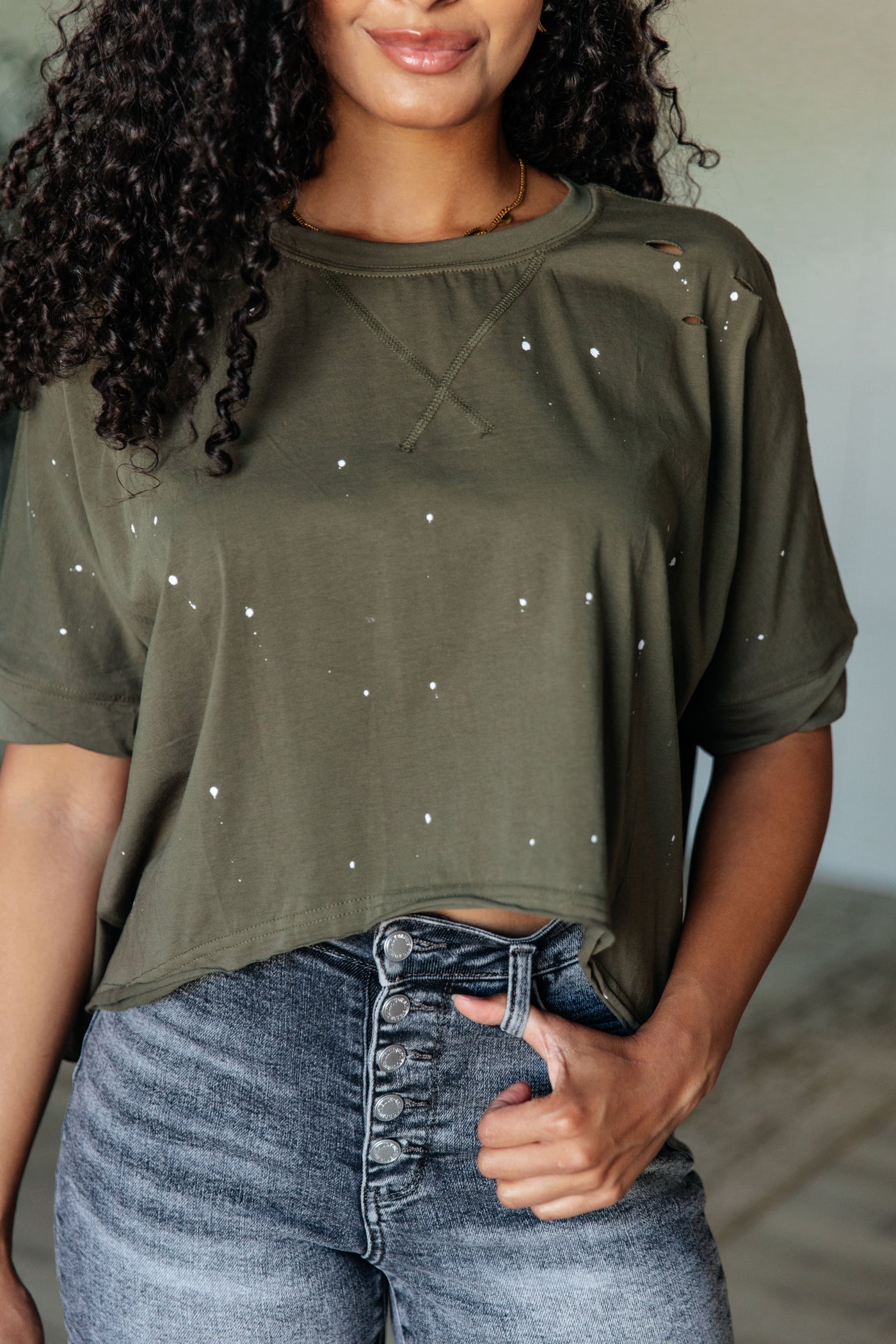 Less Than Stressed Asymmetrical Distressed Top Southern Soul Collectives