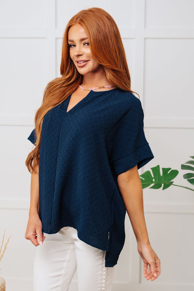 Let's Get Down to Business V-Neck Blouse in Navy Southern Soul Collectives