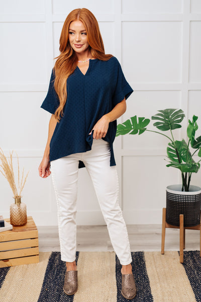 Let's Get Down to Business V-Neck Blouse in Navy Southern Soul Collectives