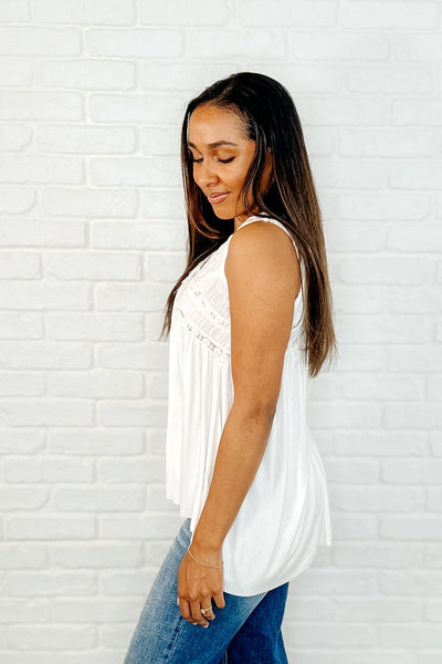 Let em' Breathe V-Neck Tank in Off White Southern Soul Collectives
