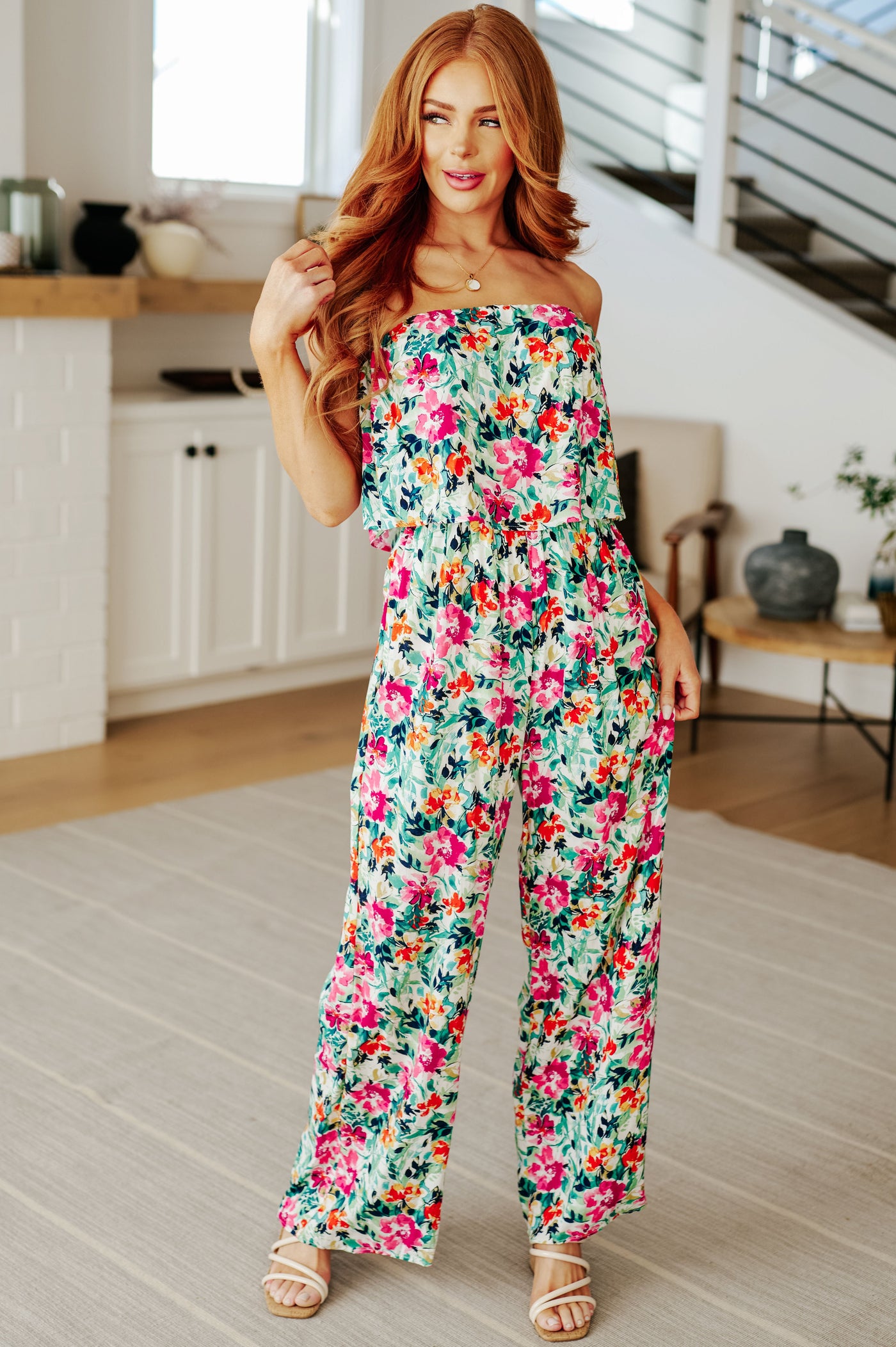 Life of the Party Floral Jumpsuit in Green Southern Soul Collectives