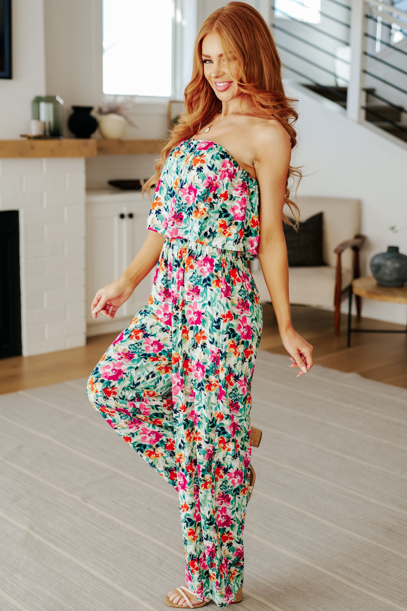 Life of the Party Floral Jumpsuit in Green Southern Soul Collectives