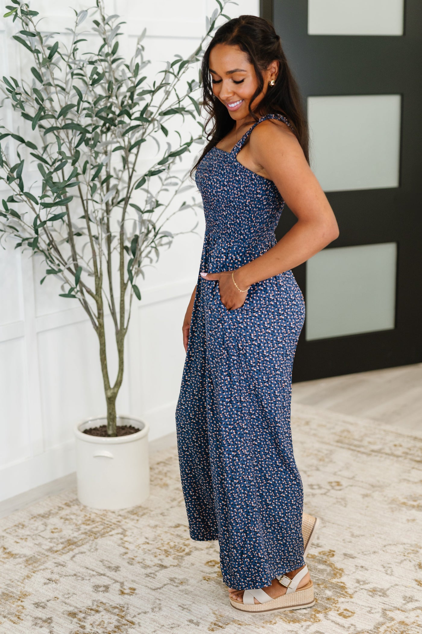 Live Your Best Life Floral Jumpsuit in Blue Floral Southern Soul Collectives