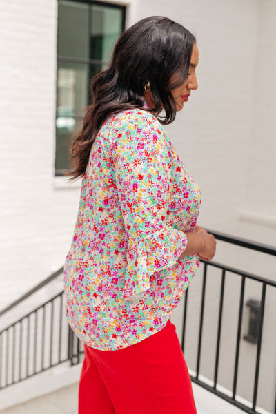 Lizzy Bell Sleeve Top in Lavender Multi Floral Southern Soul Collectives