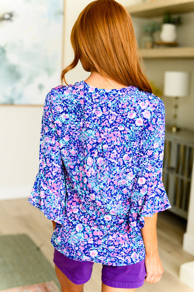 Lizzy Bell Sleeve Top in Navy and Pink Floral Southern Soul Collectives