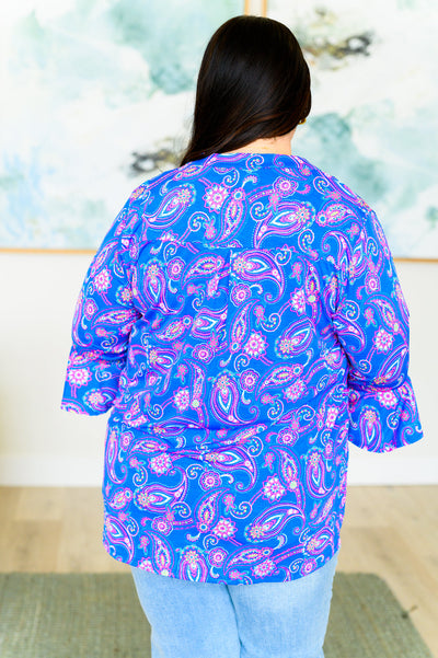 Lizzy Bell Sleeve Top in Royal Paisley Southern Soul Collectives