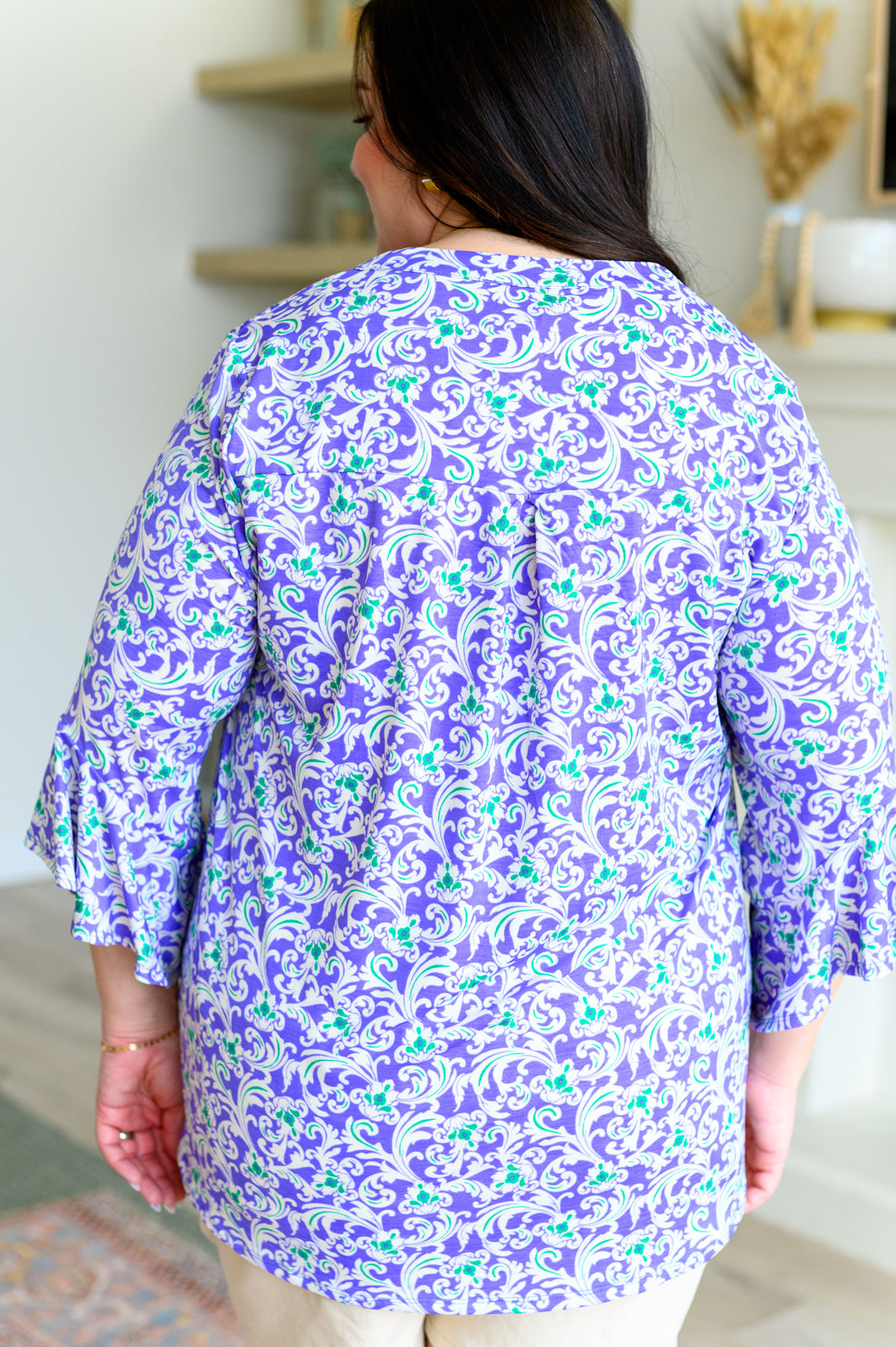 Lizzy Bell Sleeve Top in Violet Filigree Southern Soul Collectives
