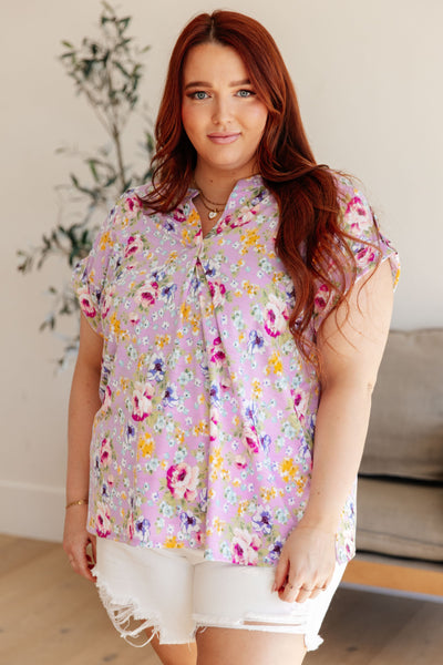Lizzy Cap Sleeve Top in Lavender and Magenta Floral Southern Soul Collectives