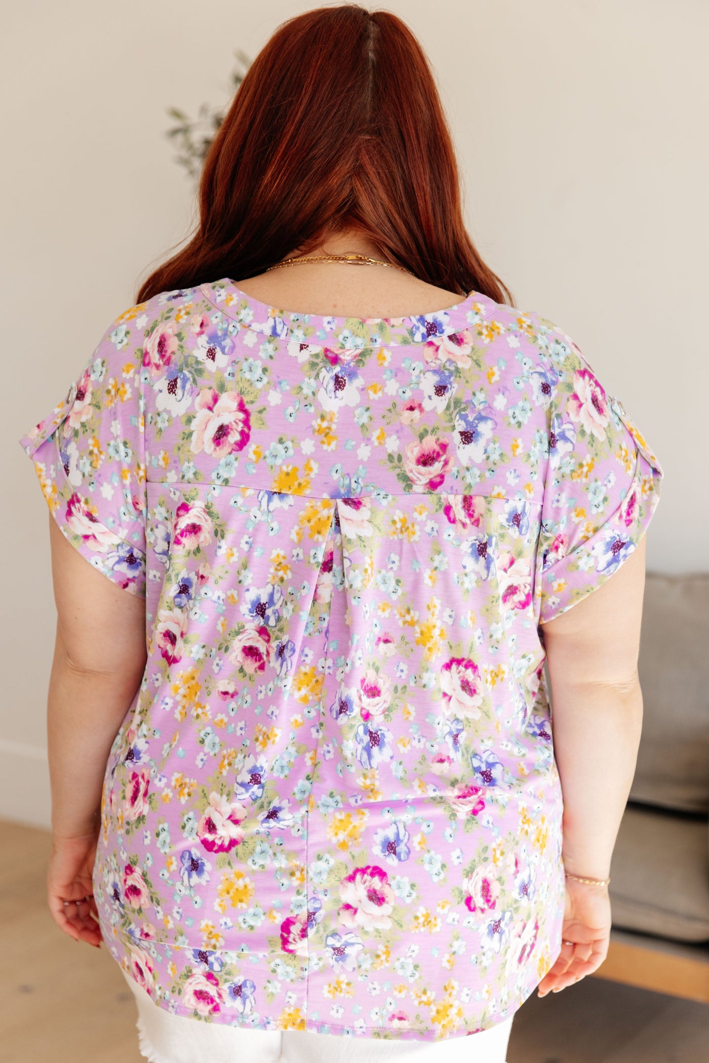 Lizzy Cap Sleeve Top in Lavender and Magenta Floral Southern Soul Collectives