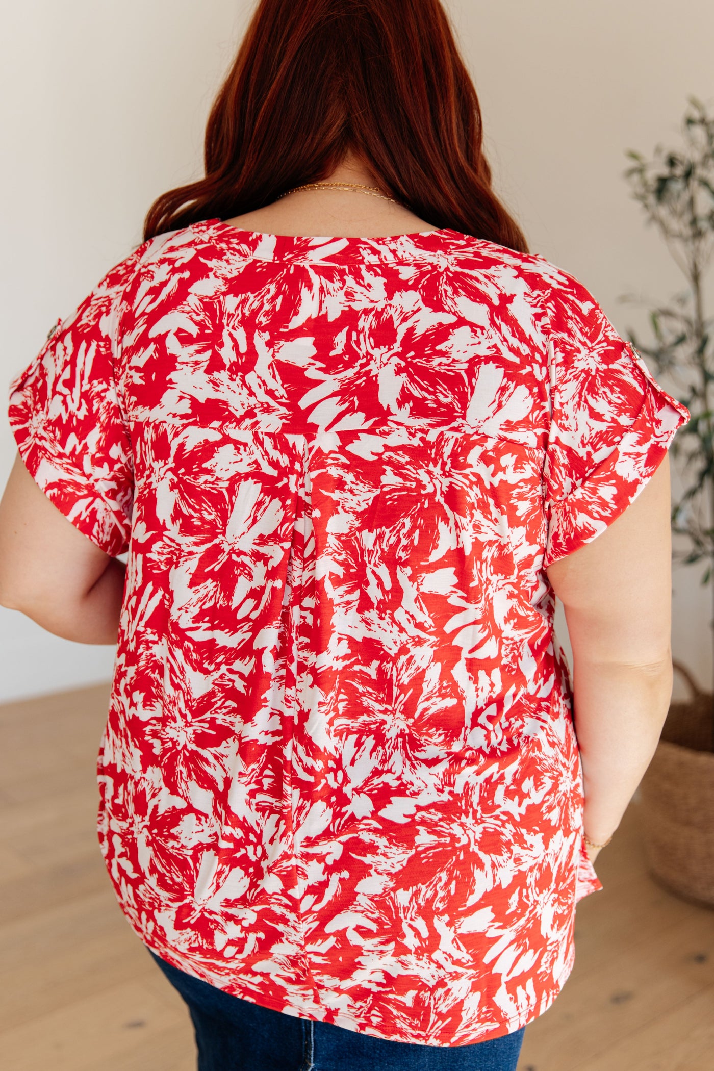 Lizzy Cap Sleeve Top in Red Floral Southern Soul Collectives