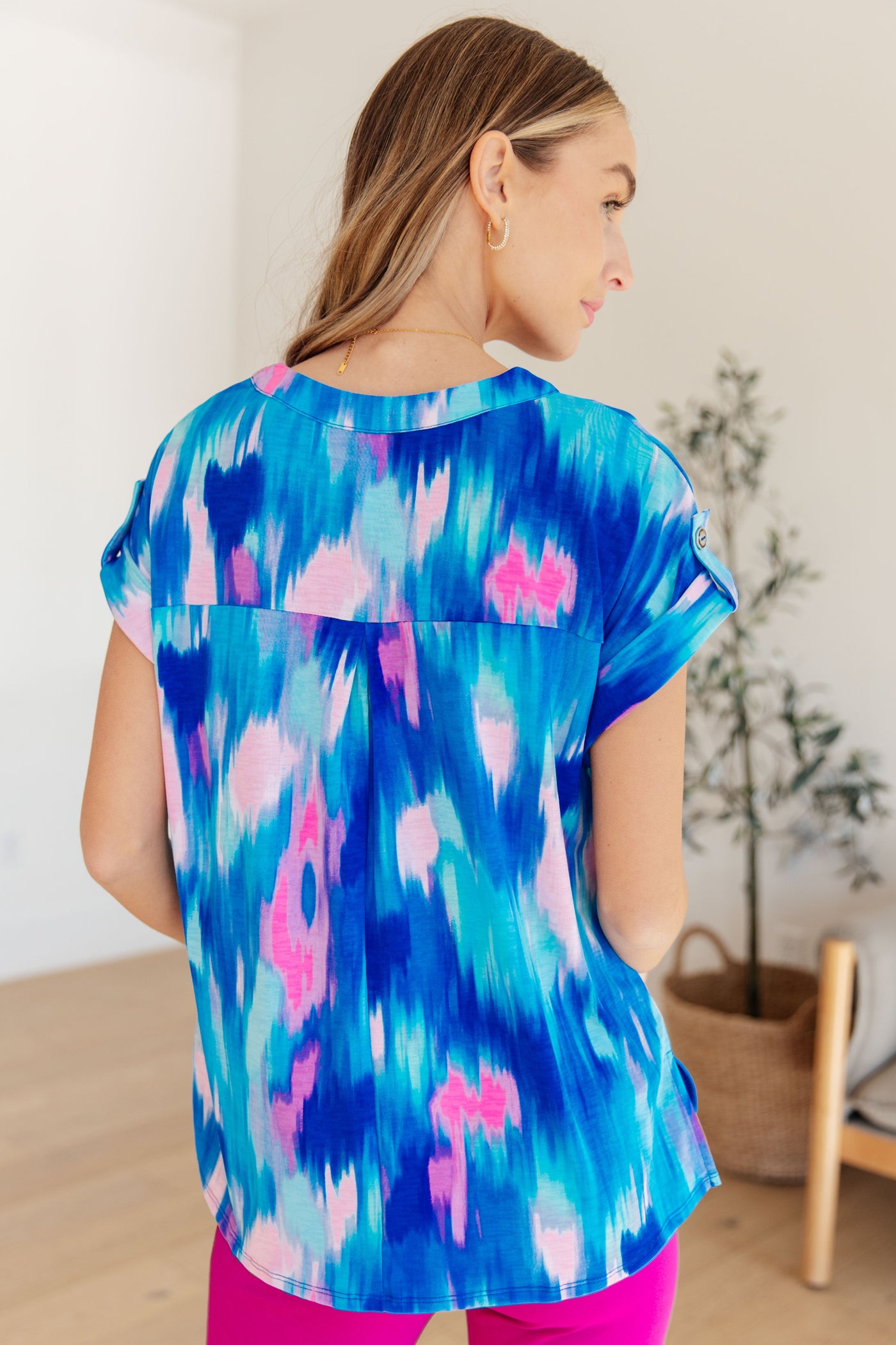 Lizzy Cap Sleeve Top in Royal Brush Strokes Southern Soul Collectives