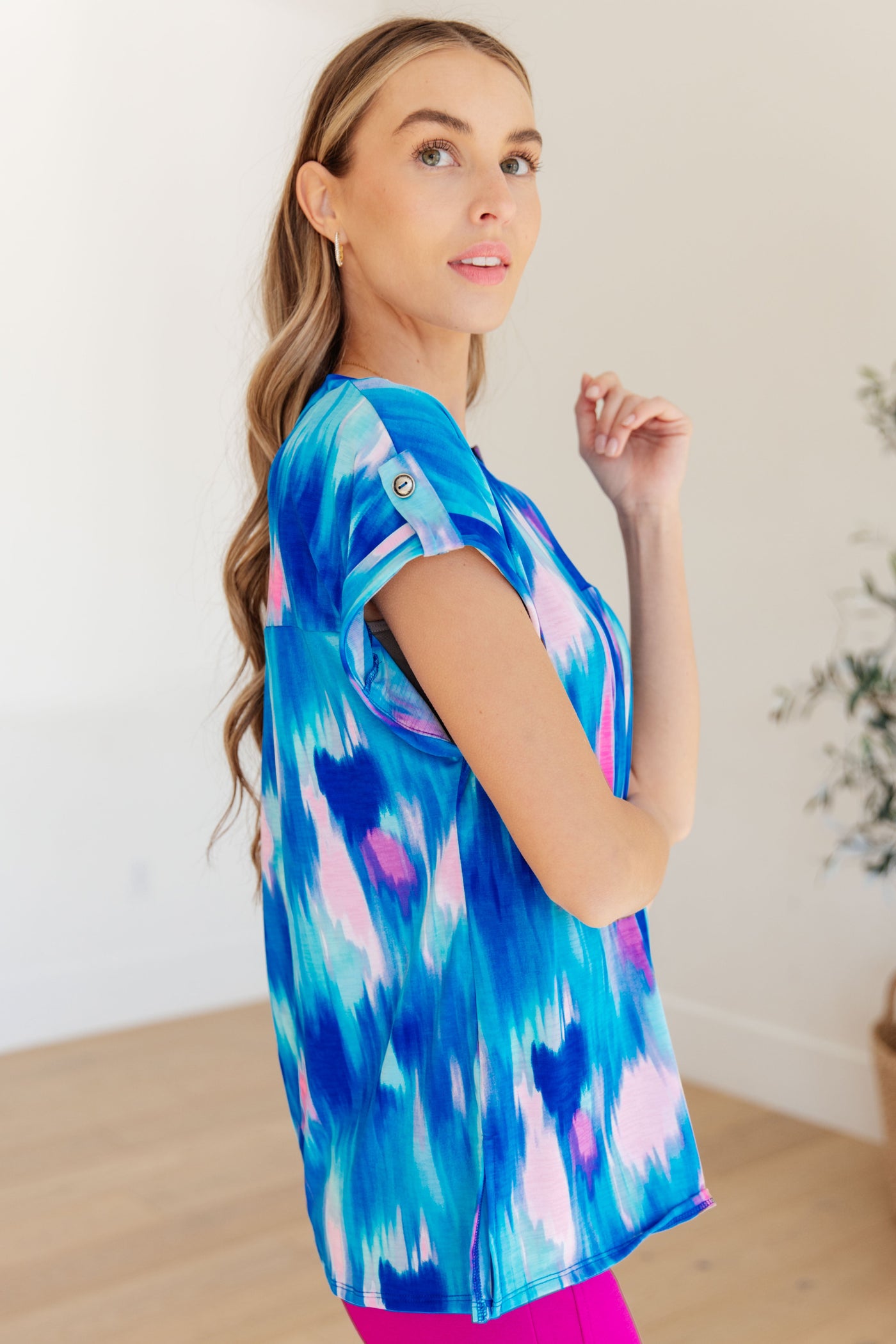 Lizzy Cap Sleeve Top in Royal Brush Strokes Southern Soul Collectives