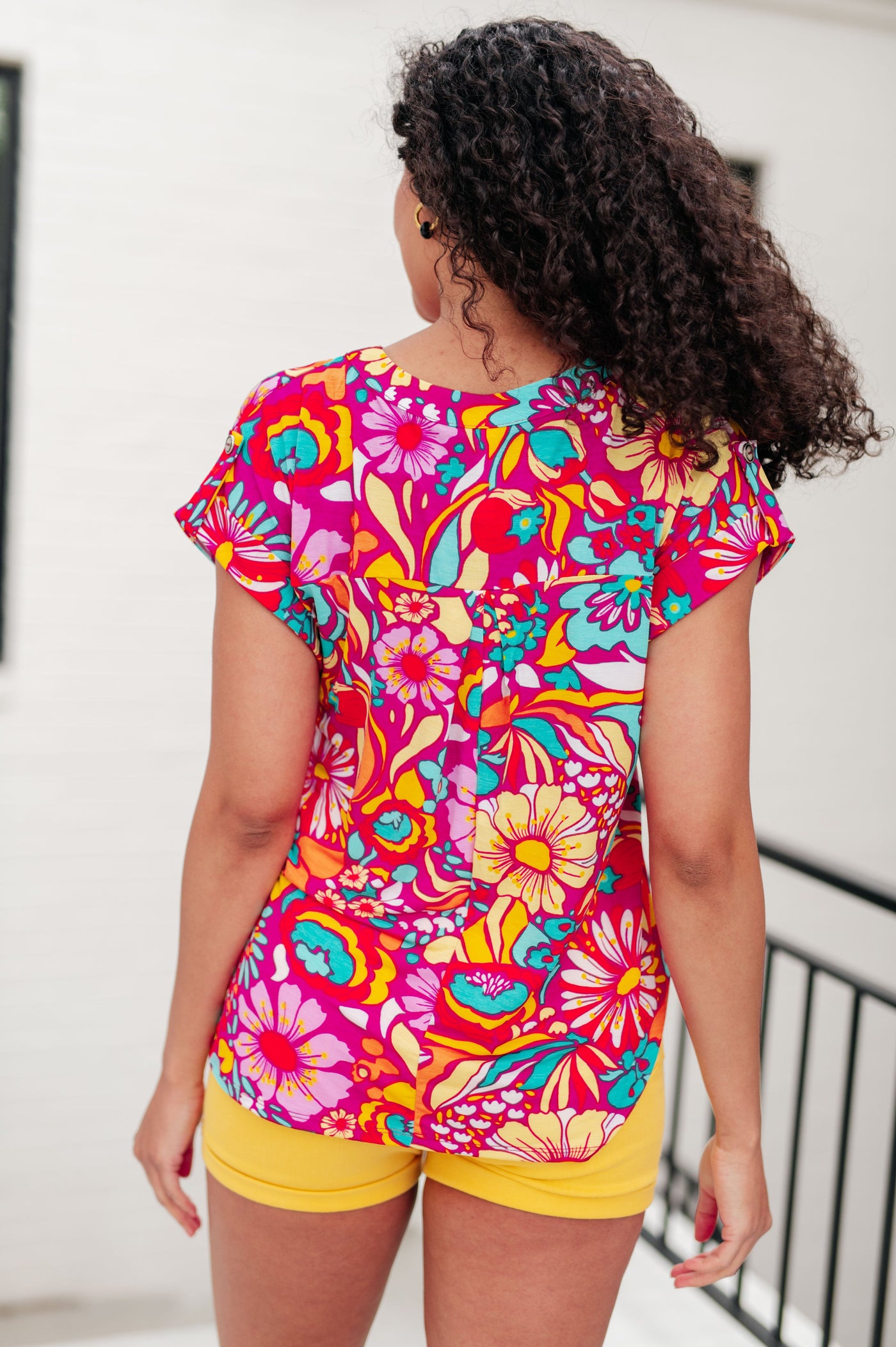 Lizzy Cap Sleeve Top Magenta and Pink Multi Floral Southern Soul Collectives