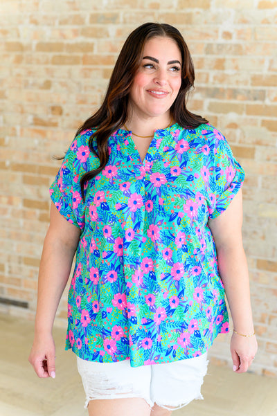 Lizzy Cap Sleeve Top in Mint and Lavender Floral Southern Soul Collectives