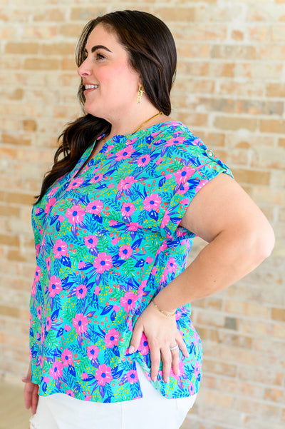 Lizzy Cap Sleeve Top in Mint and Lavender Floral Southern Soul Collectives