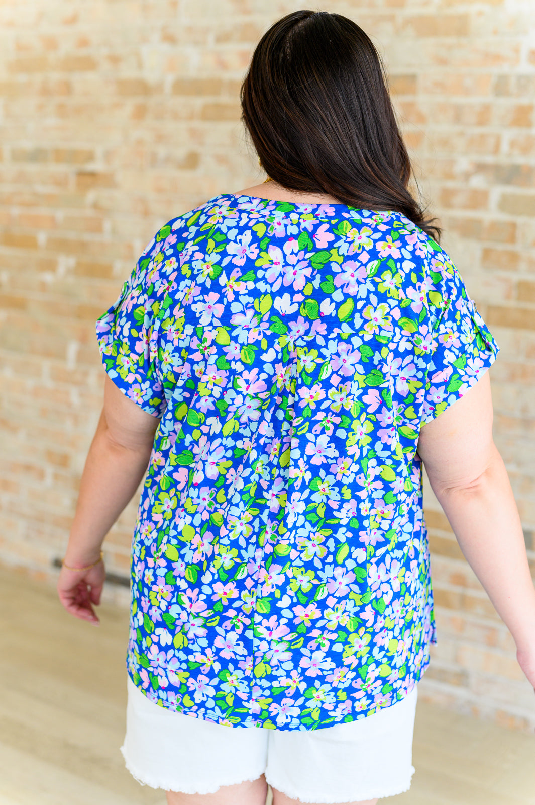 Lizzy Cap Sleeve Top in Royal and Pink Wildflower Southern Soul Collectives