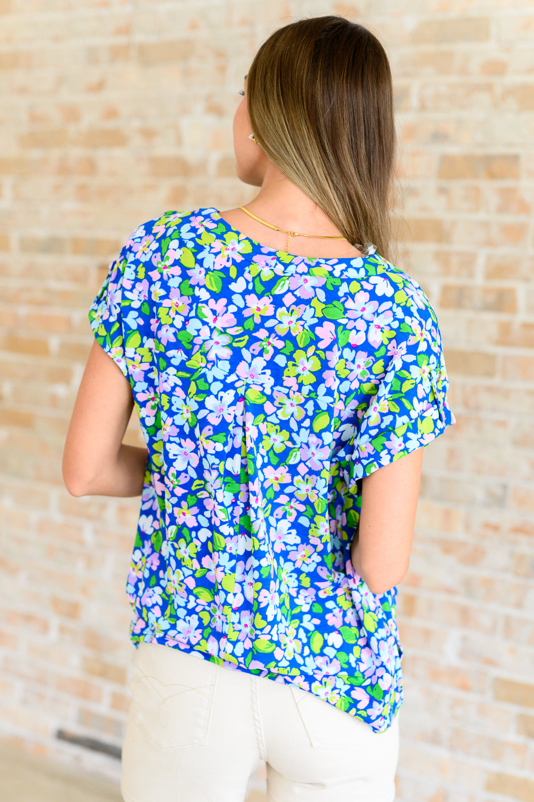 Lizzy Cap Sleeve Top in Royal and Pink Wildflower Southern Soul Collectives