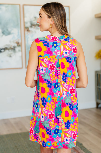 Lizzy Tank Dress in Hot Pink Mixed Floral Southern Soul Collectives